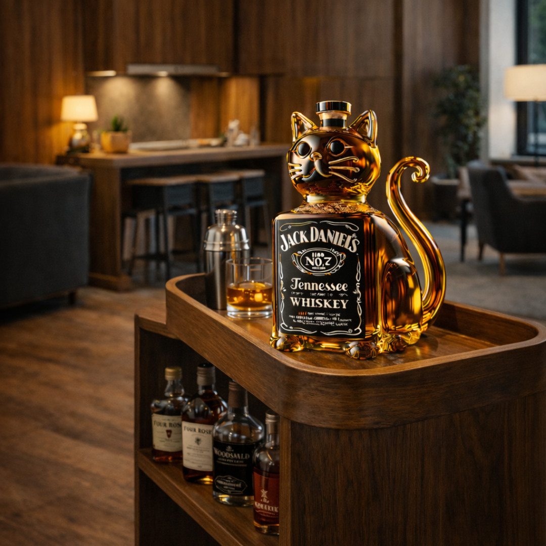 Whisky Bottle Cat Design