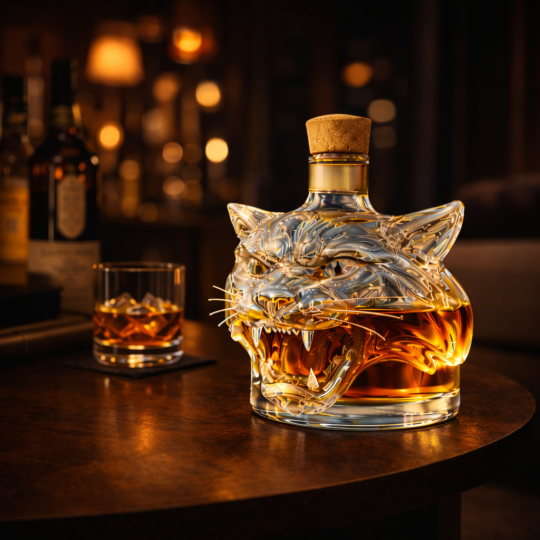 Whisky Bottle Tiger Design