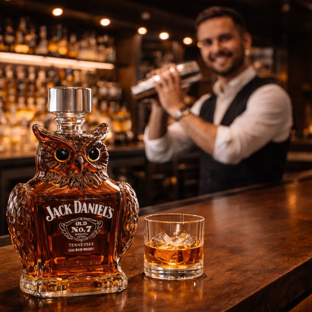 Whisky Bottle Owl Design