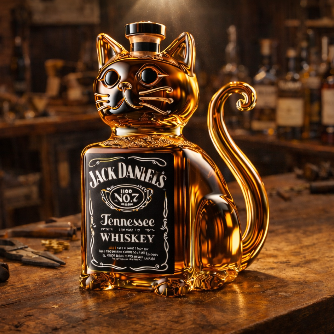 Whisky Bottle Cat Design