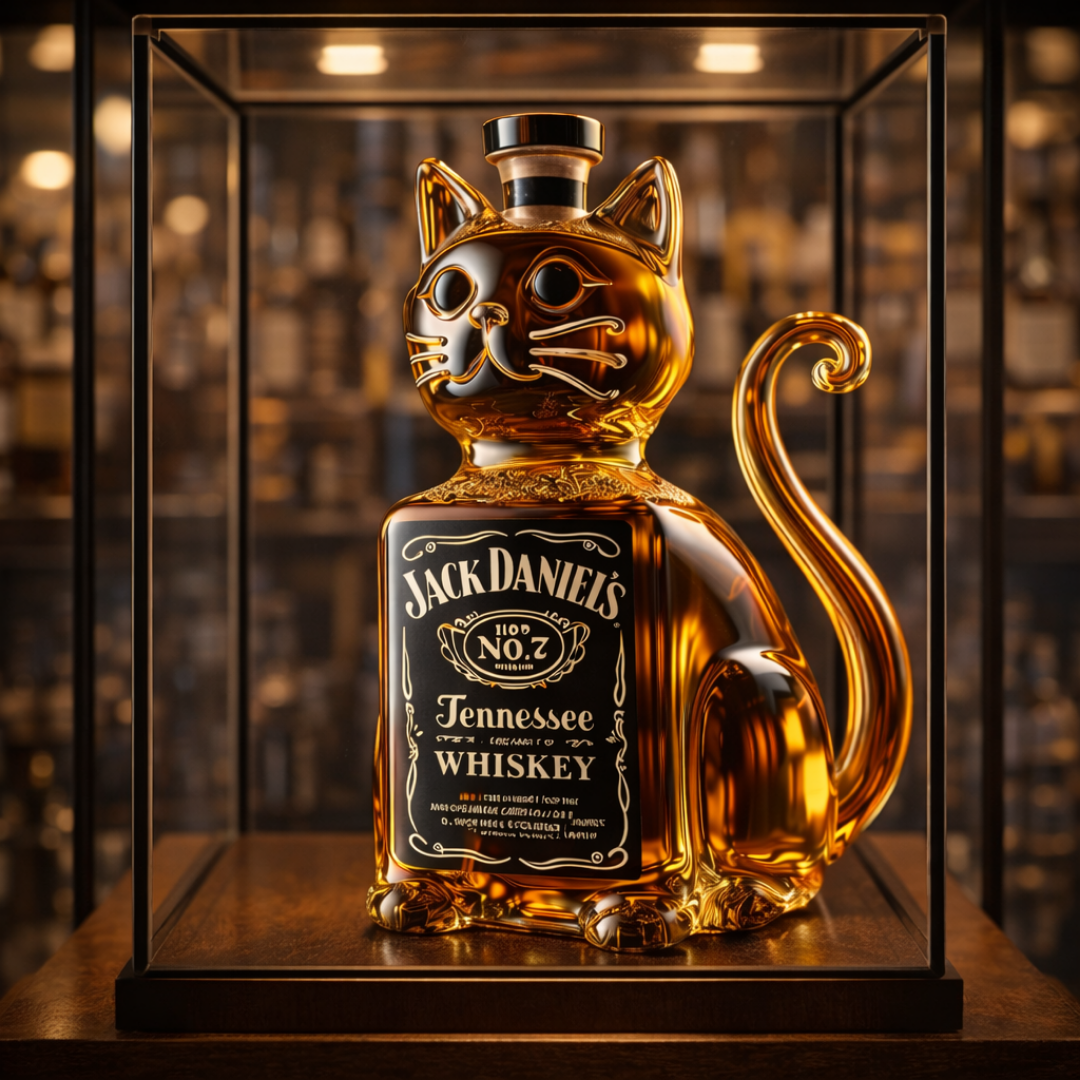 Whisky Bottle Cat Design