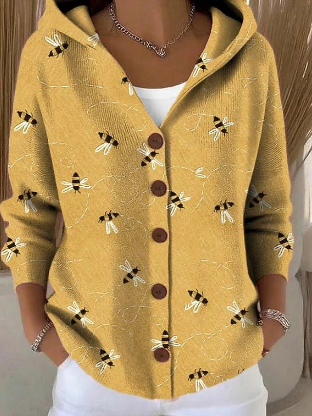 Elegant Button Hooded Sweater for Women, Plus Size