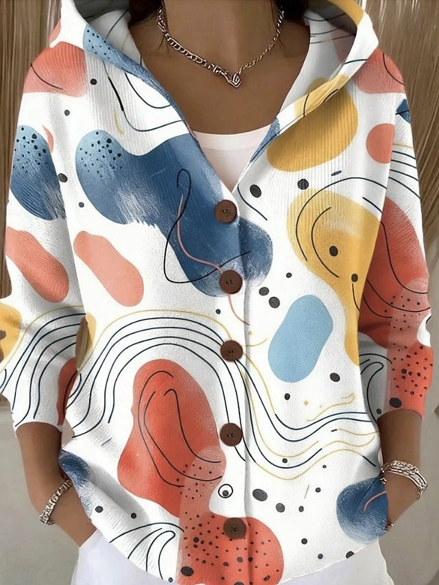 Elegant Button Hooded Sweater for Women, Plus Size