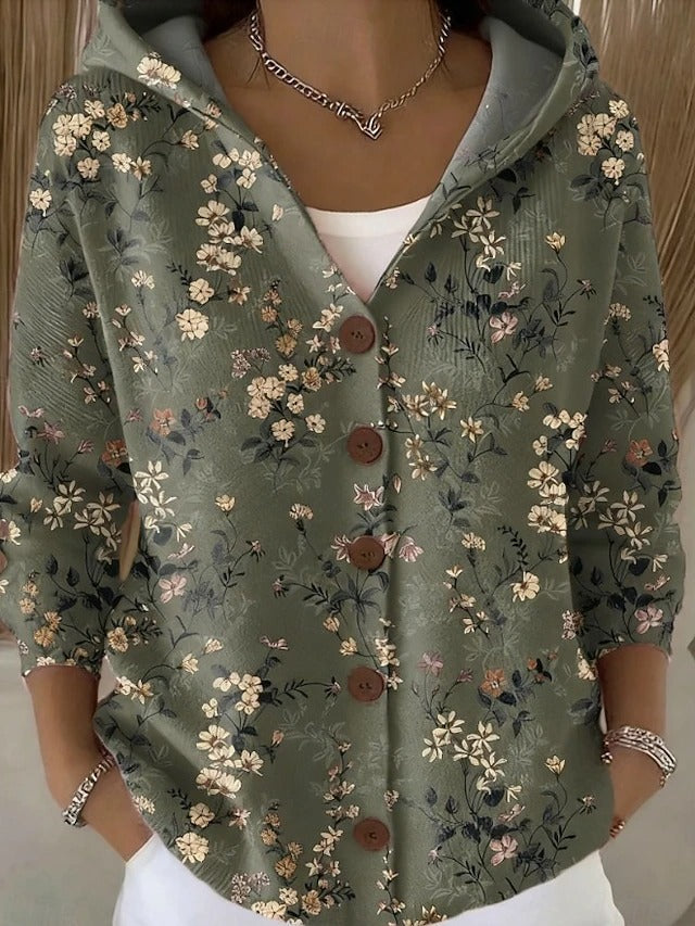 Elegant Button Hooded Sweater for Women, Plus Size