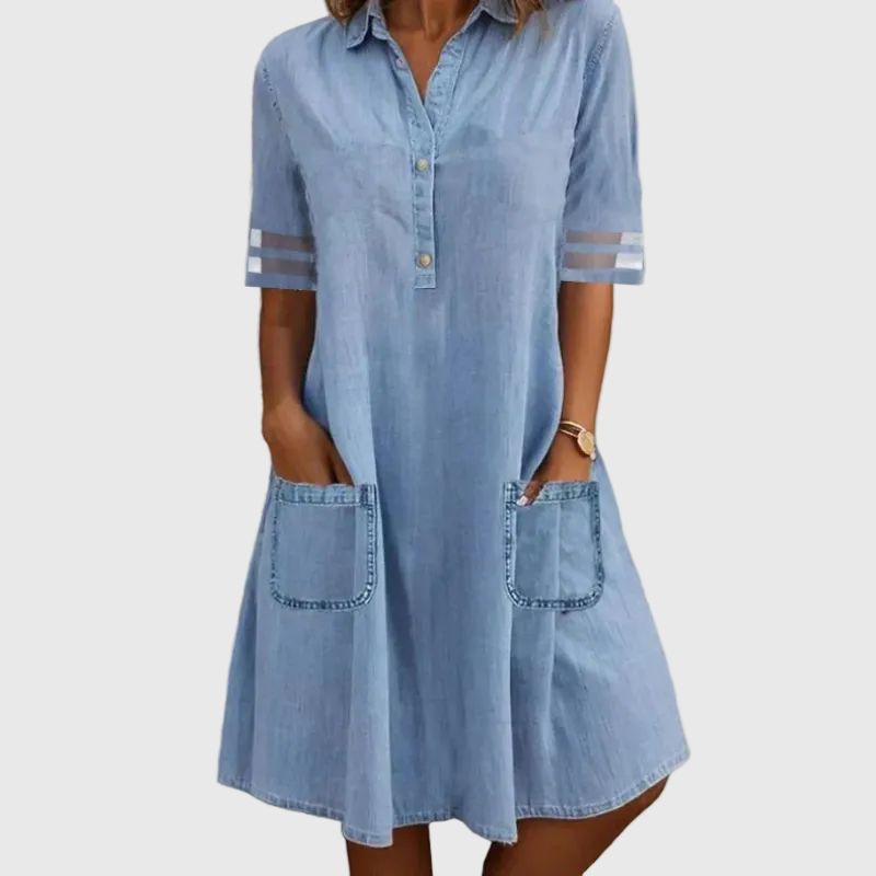 Flowing Denim Mini Dress for Women, Plus Size