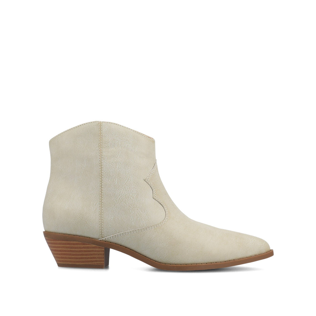 Women's Faux Leather Heeled Western Ankle Boots – Pull-On