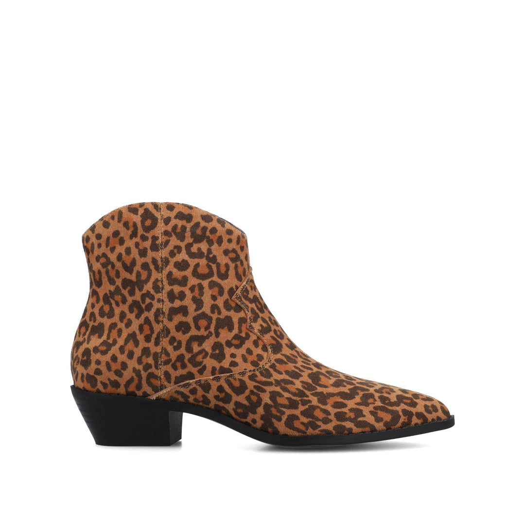 Women's Faux Leather Heeled Western Ankle Boots – Pull-On