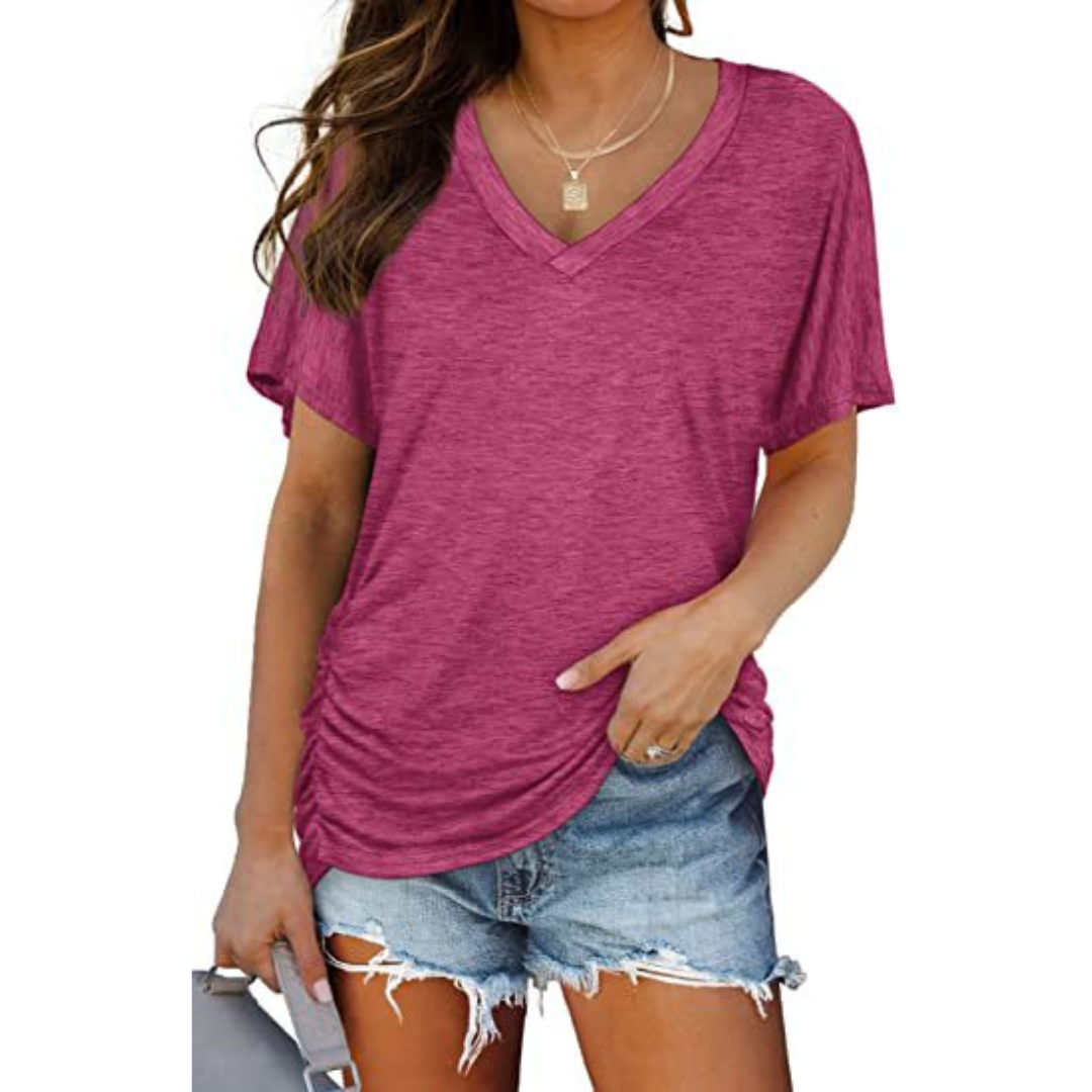 V-Neck Loose Fit Shirt for Women, Classic Style