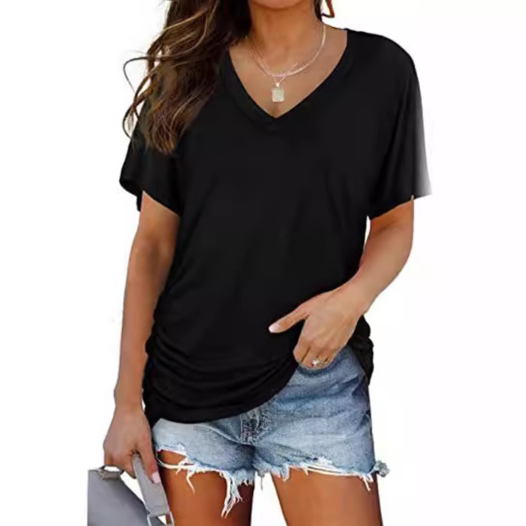 V-Neck Loose Fit Shirt for Women, Classic Style