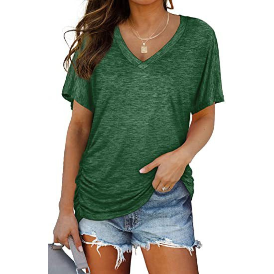 V-Neck Loose Fit Shirt for Women, Classic Style