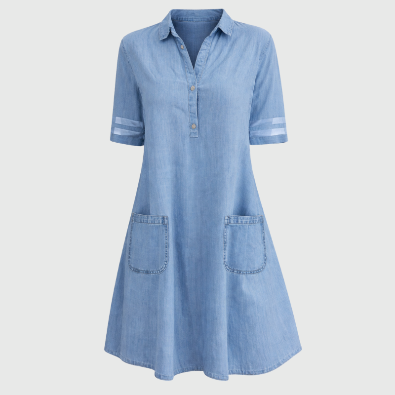 Flowing Denim Mini Dress for Women, Plus Size