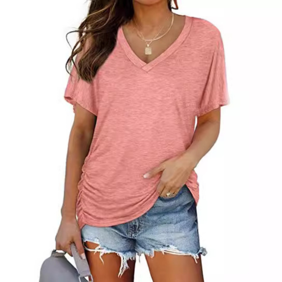 V-Neck Loose Fit Shirt for Women, Classic Style