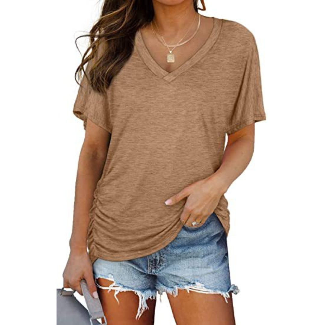 V-Neck Loose Fit Shirt for Women, Classic Style
