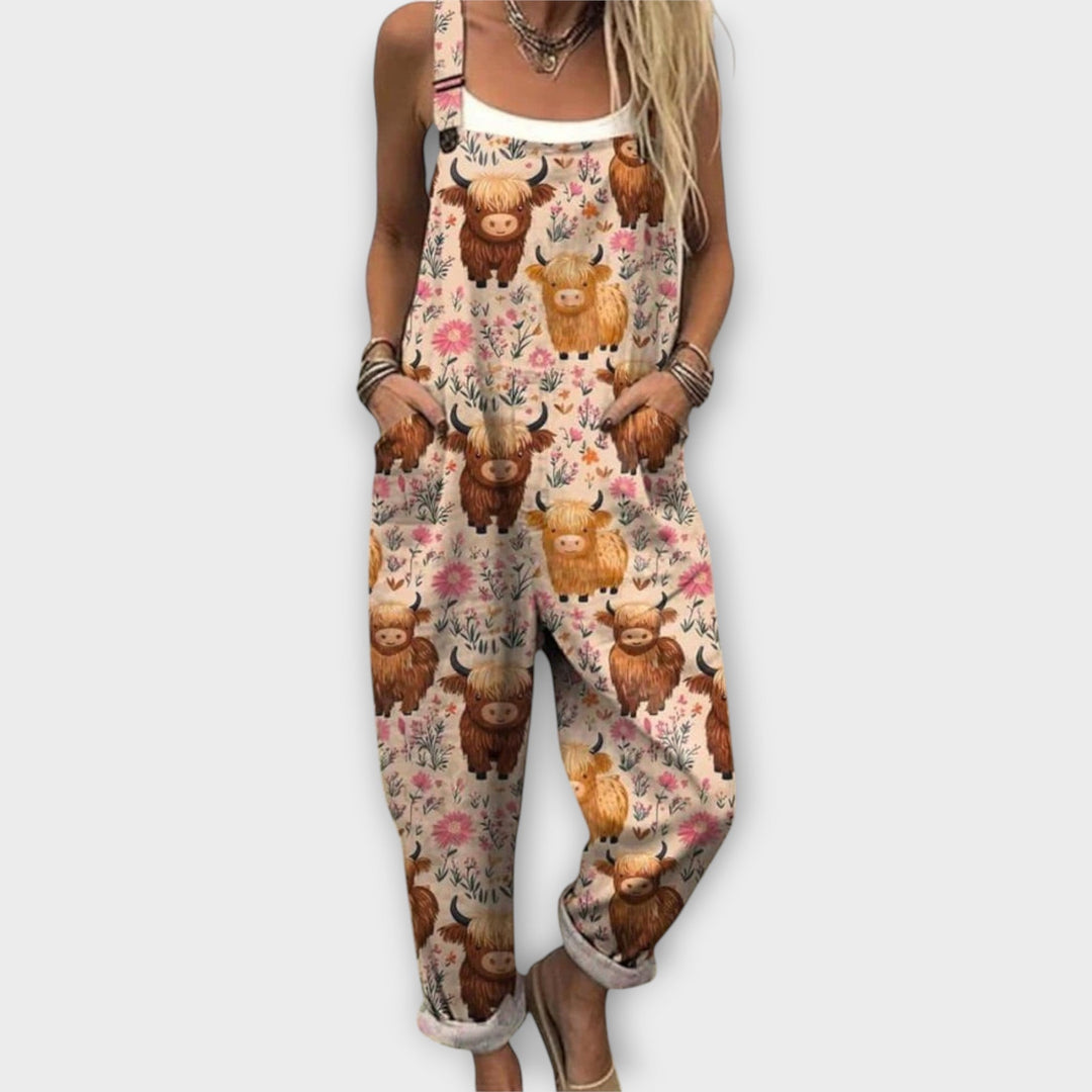 Women's Retro Elegant Floral Print Jumpsuit