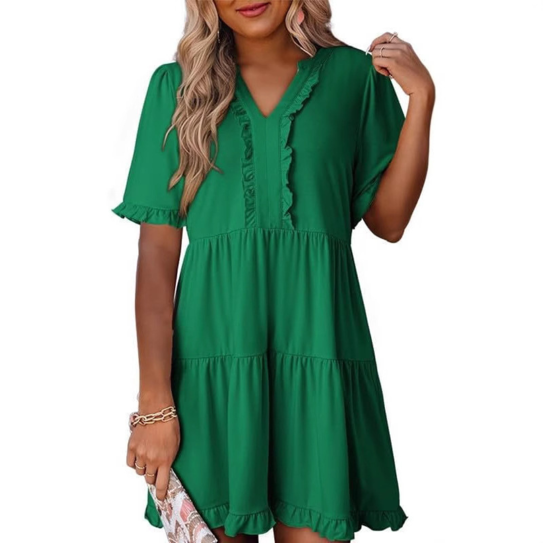 V-Neck Mini Dress for Women, Casual Style