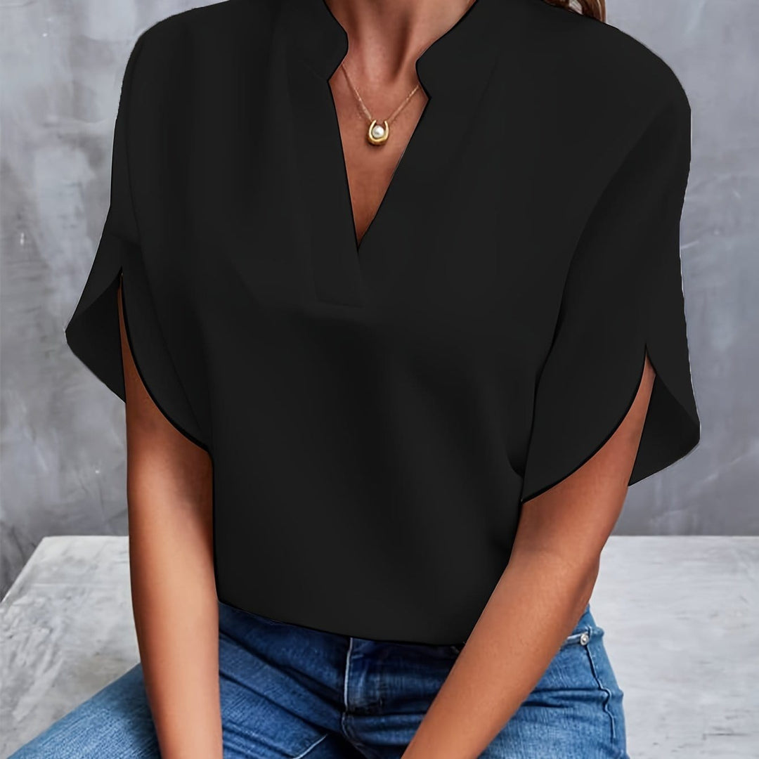 Draped V-Neck Blouse for Women, Elegant Style