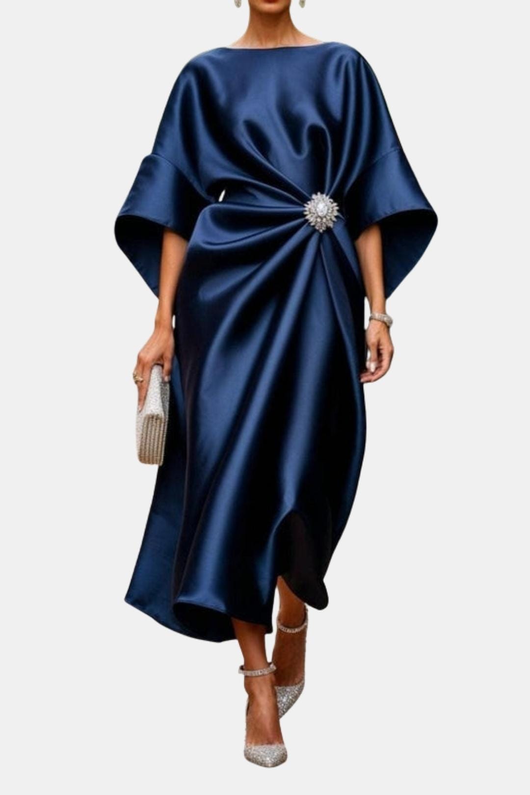 Wide Sleeve Satin Dress, Women's Elegant Fit