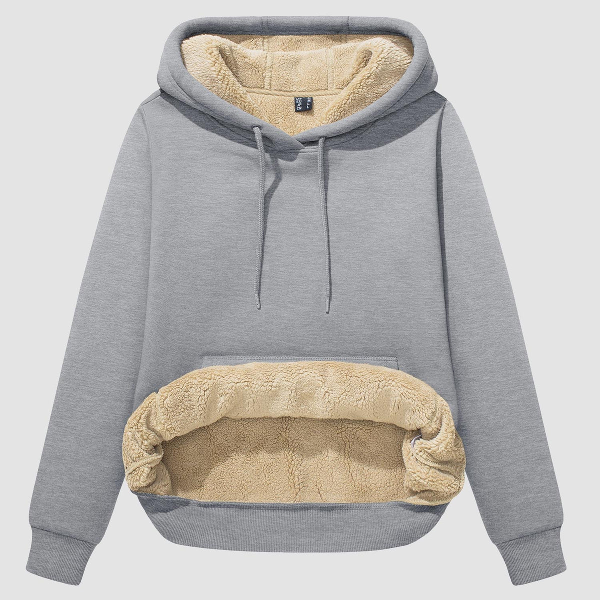 Women's Sherpa Pocketed Lined Hoodie – Light Gray