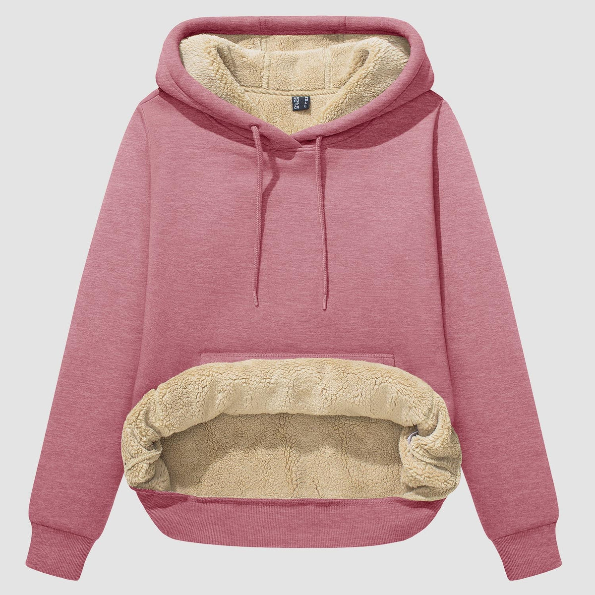 Women's Sherpa Pocketed Lined Hoodie – Pink