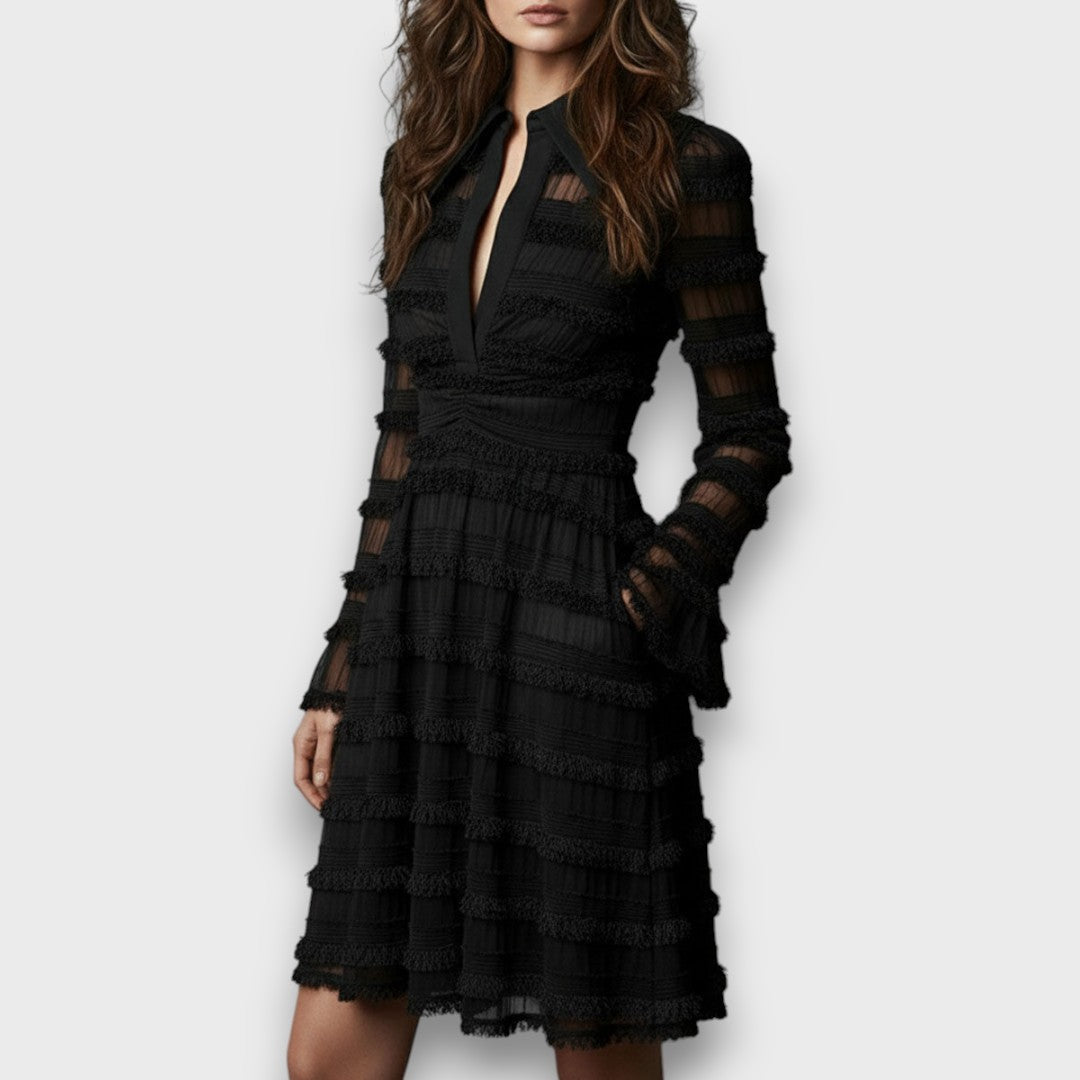 V-Neck Long Sleeve Dress for Women, Timeless Style