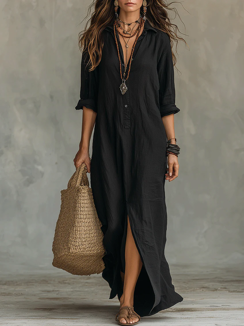 Ladies Elegant Silhouette Flattering Maxi Dress
