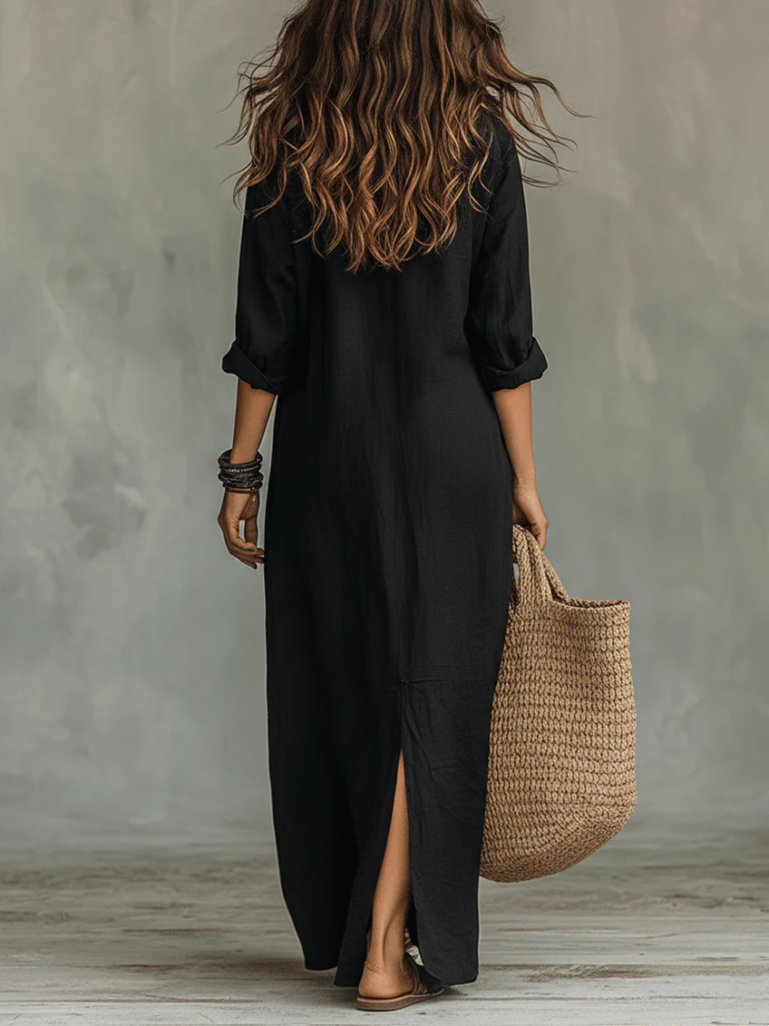 Ladies Elegant Silhouette Flattering Maxi Dress