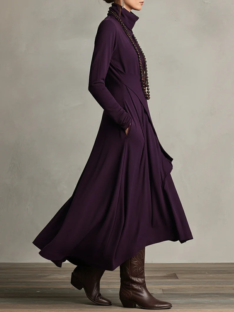 High Neck Maxi Dress for Women, Elegant Style