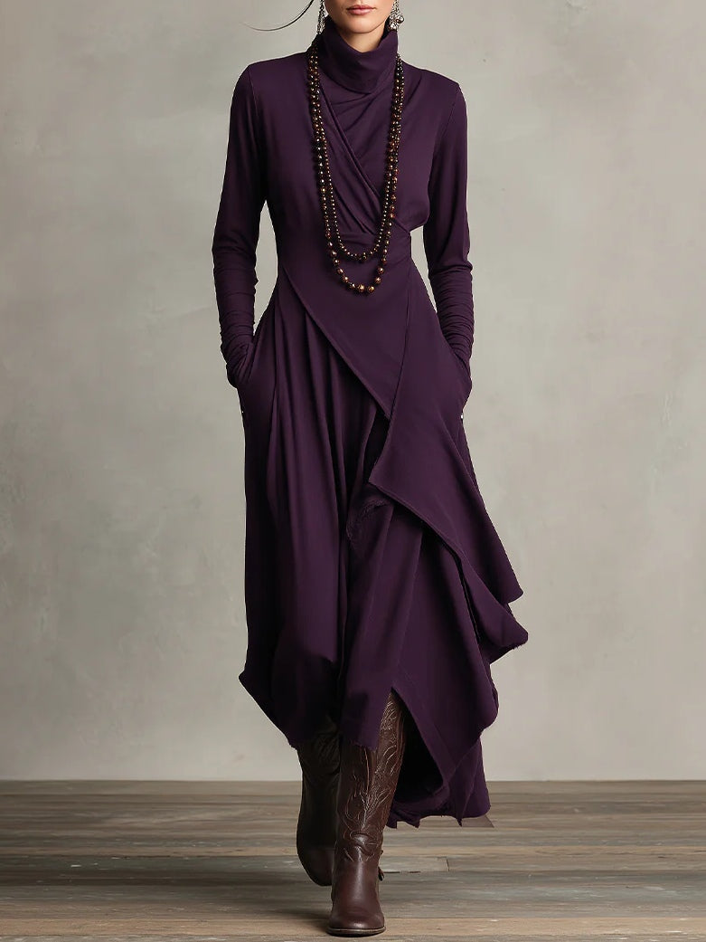 High Neck Maxi Dress for Women, Elegant Style