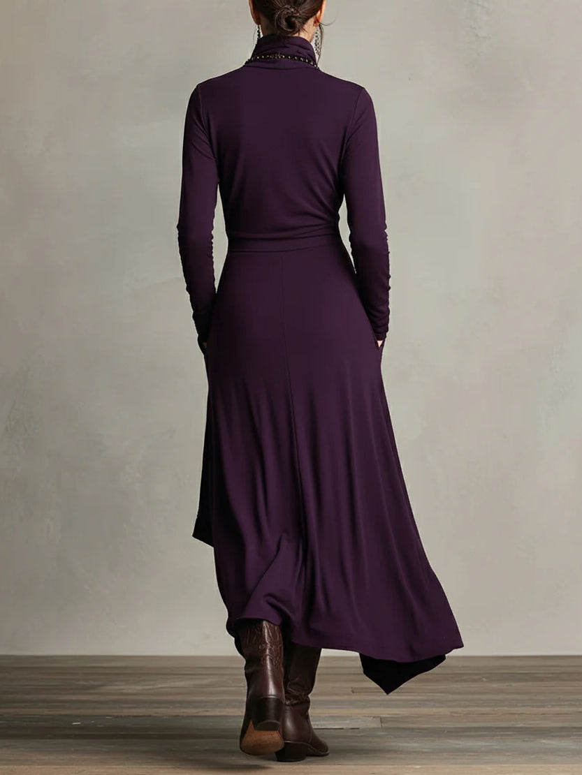 High Neck Maxi Dress for Women, Elegant Style