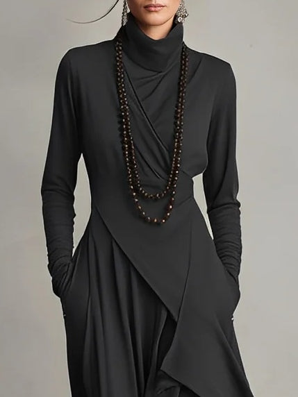 High Neck Maxi Dress for Women, Elegant Style