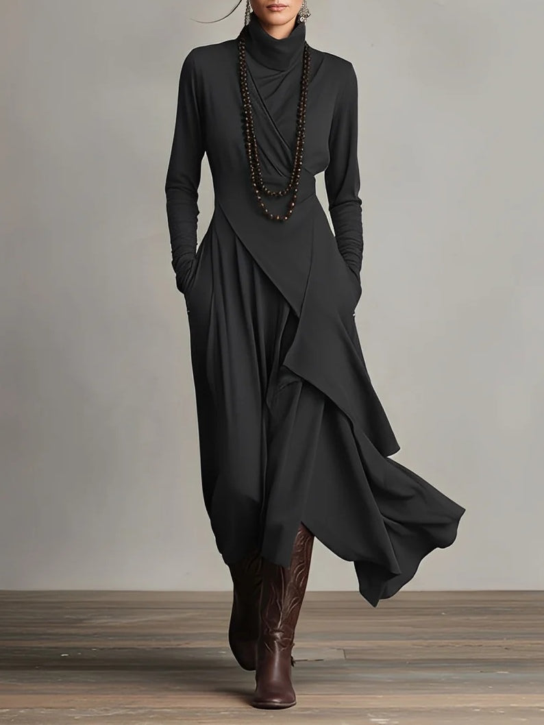 High Neck Maxi Dress for Women, Elegant Style