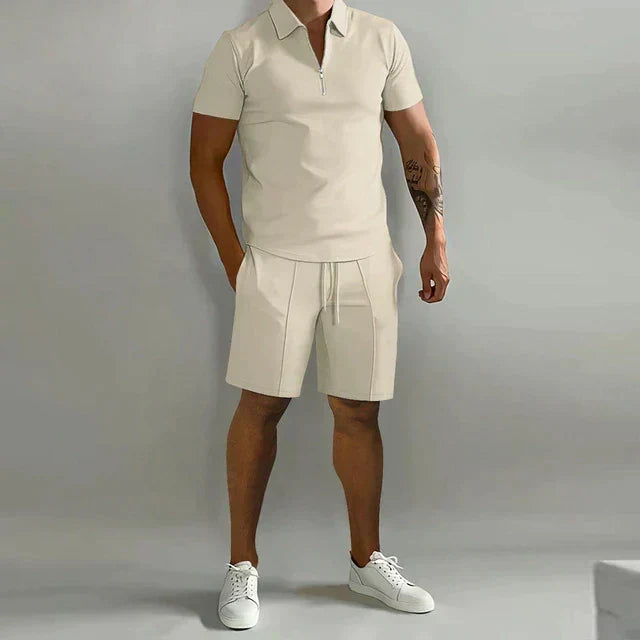 Polo and Tailored Shorts Set for Men, Refined Style
