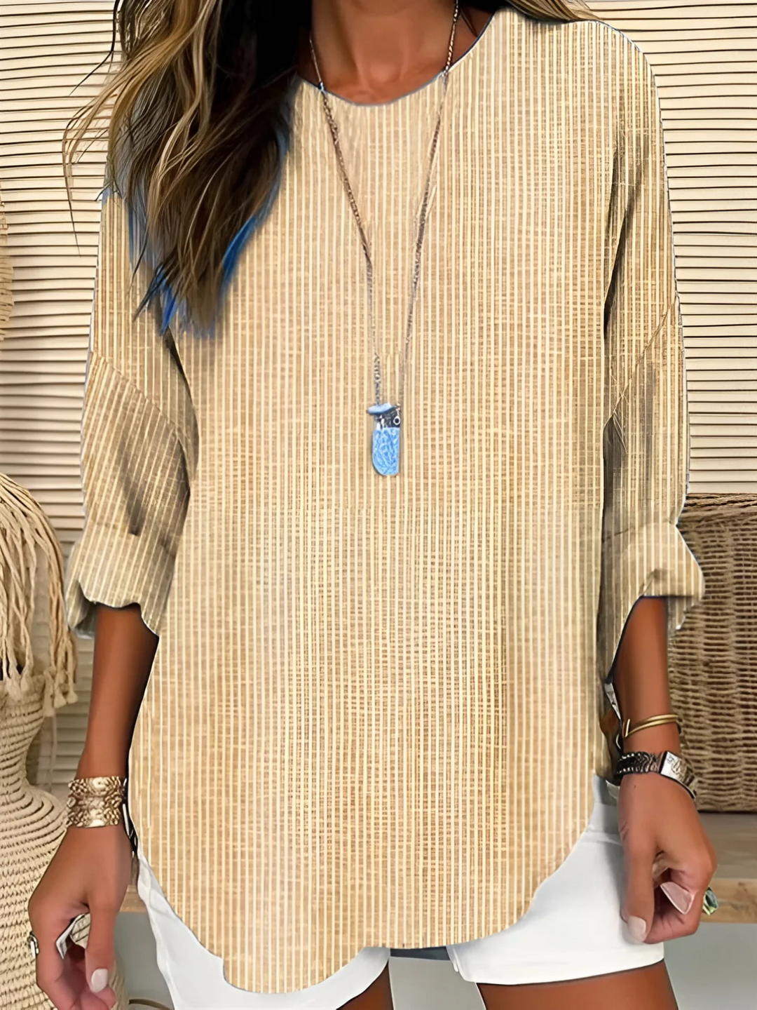 Striped Silhouette Blouse, Women's Chic Fit