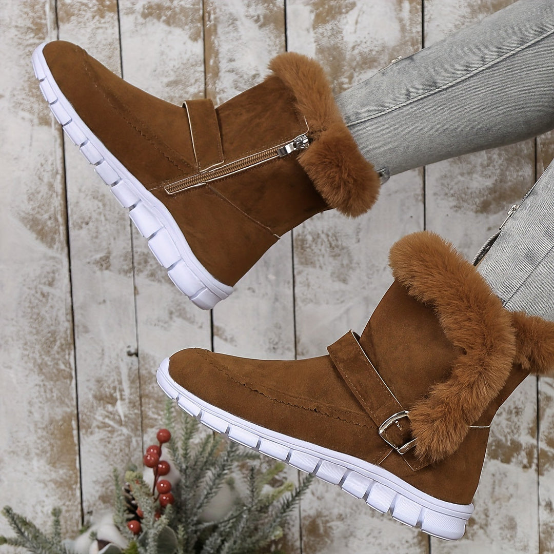 Plush-Trimmed Winter Boots for Women, Cozy Style