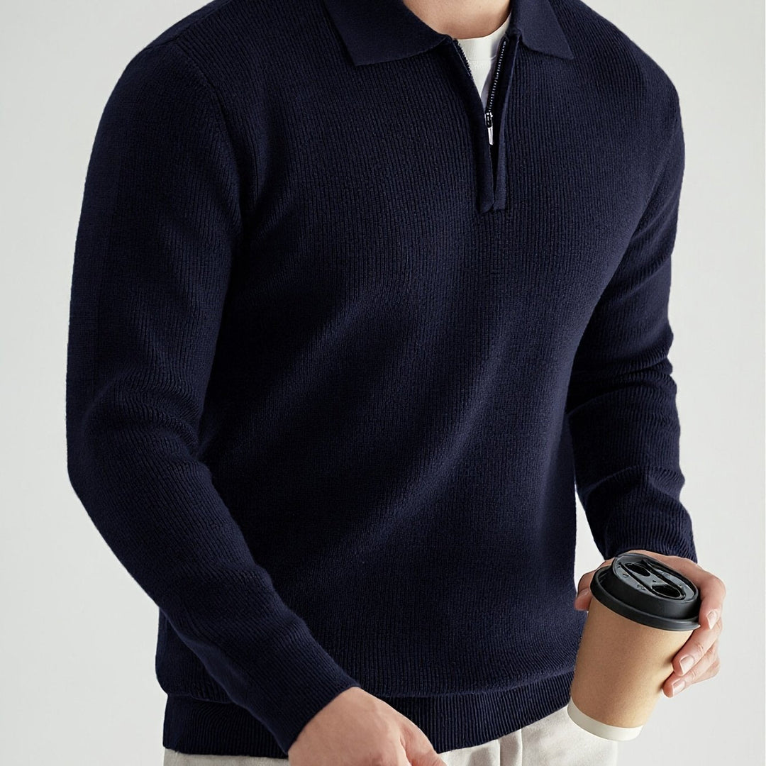 Refined Quarter-Zip Polo Sweater for Men, Plus Size