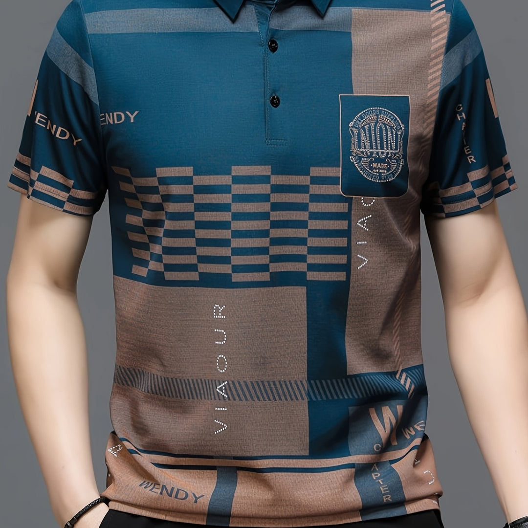 Colorblock Polo Shirt for Men, Refined Style