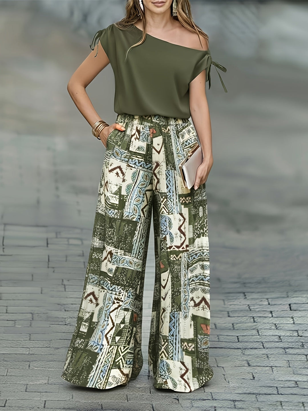 Fern Green Effortless Two-Piece Set for Women