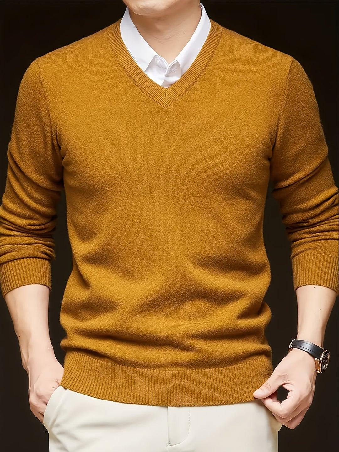 Refined V-Neck Sweater for Men