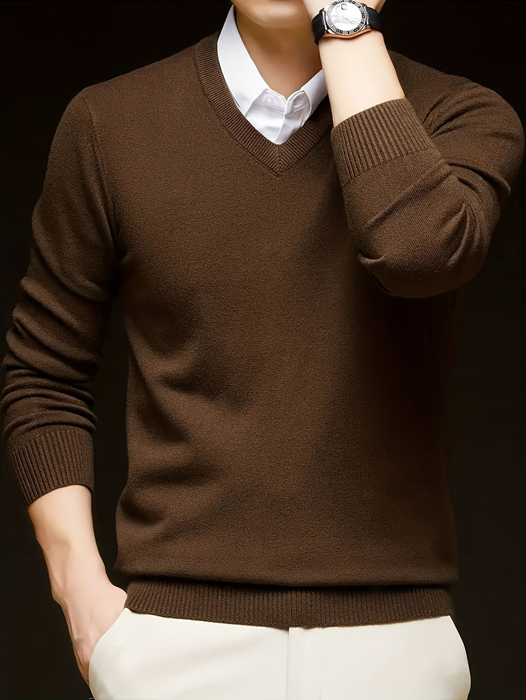 Refined V-Neck Sweater for Men