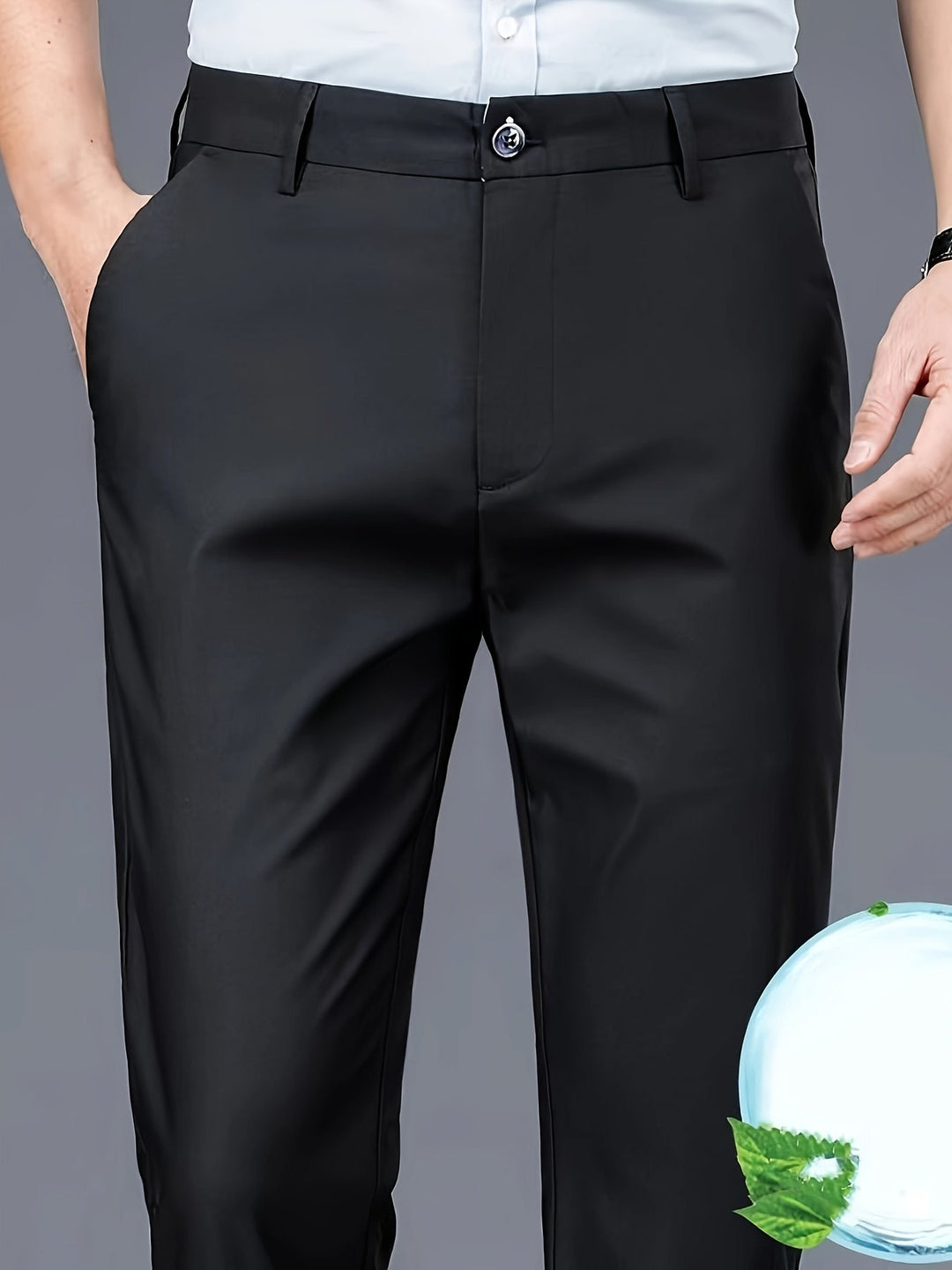 Straight-Leg Trousers, Men's Tailored Fit, Black