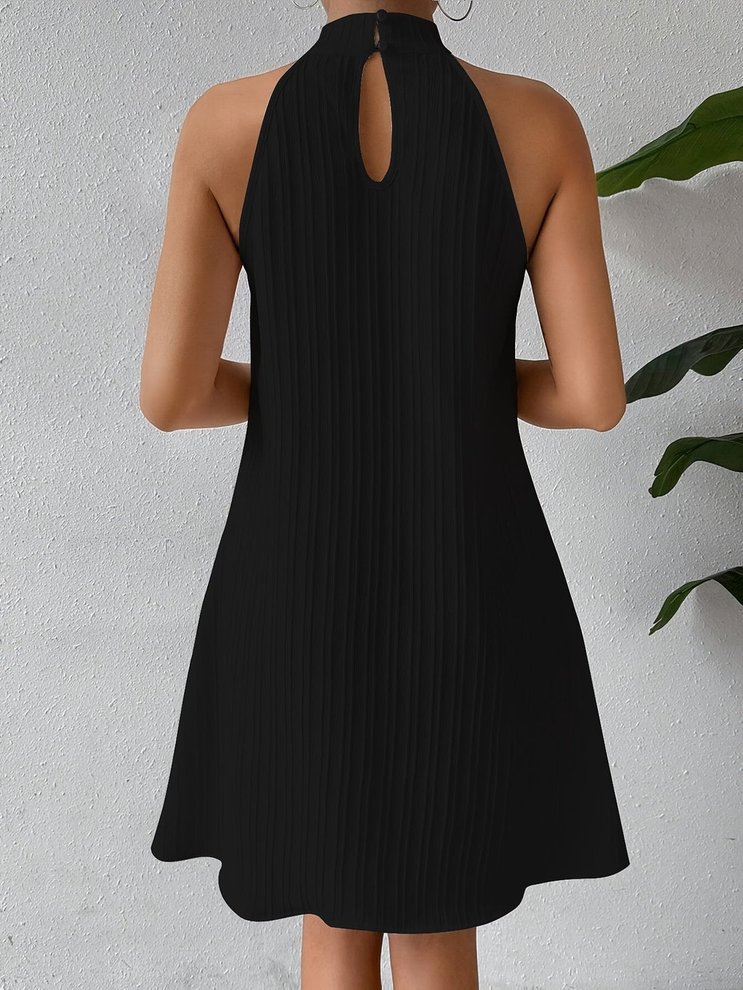 Textured Halter Mini Dress for Women