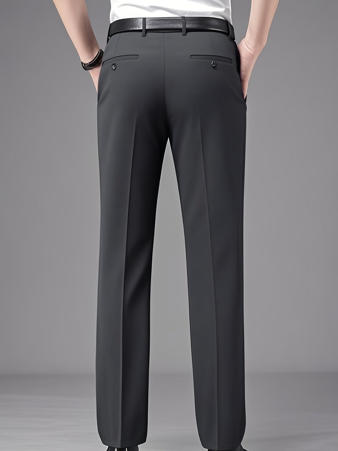 Straight-Leg Trousers, Men's Tailored Fit, Black