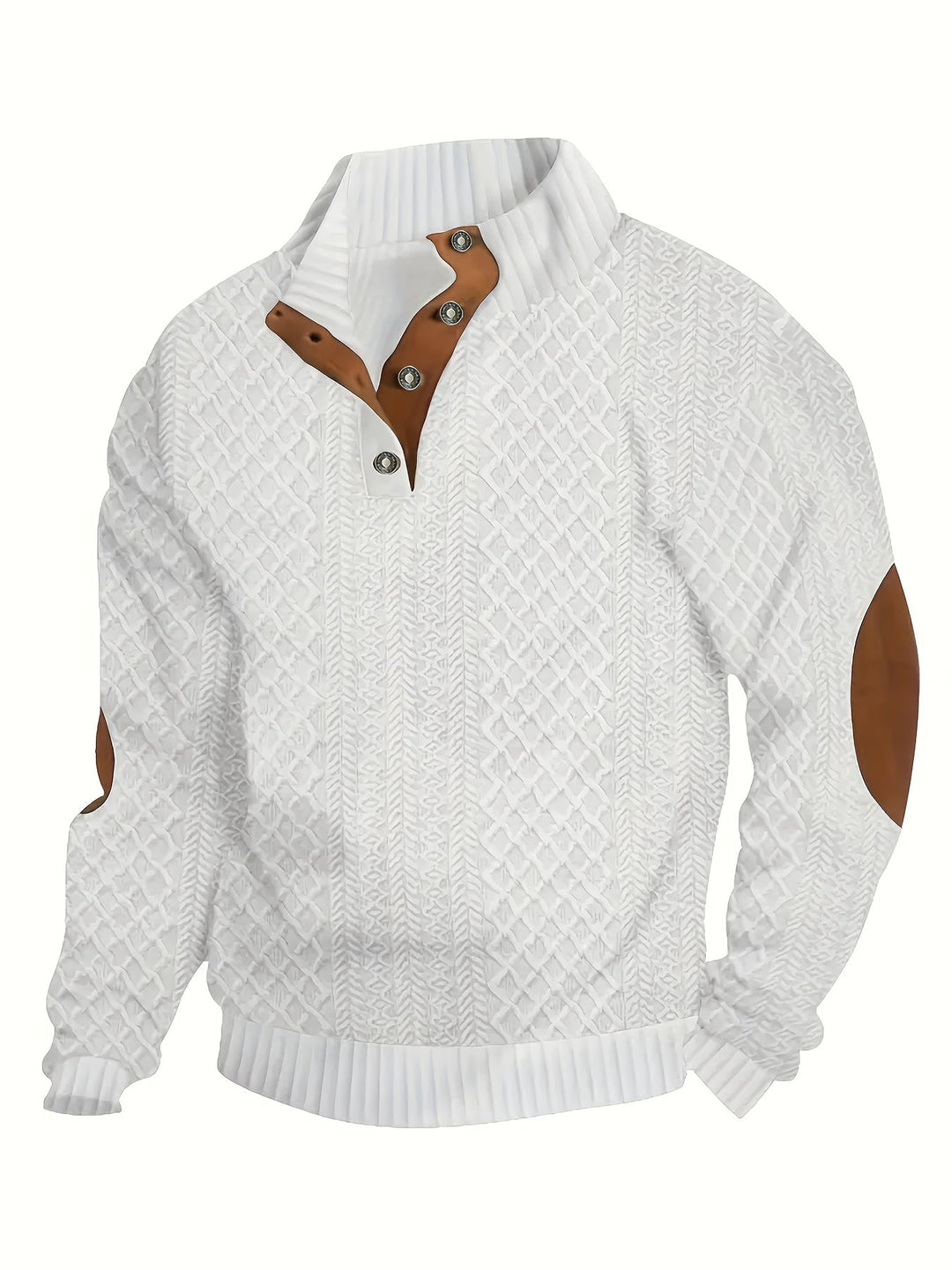 Stand Collar Button Henley Sweater for Men, Plus Size