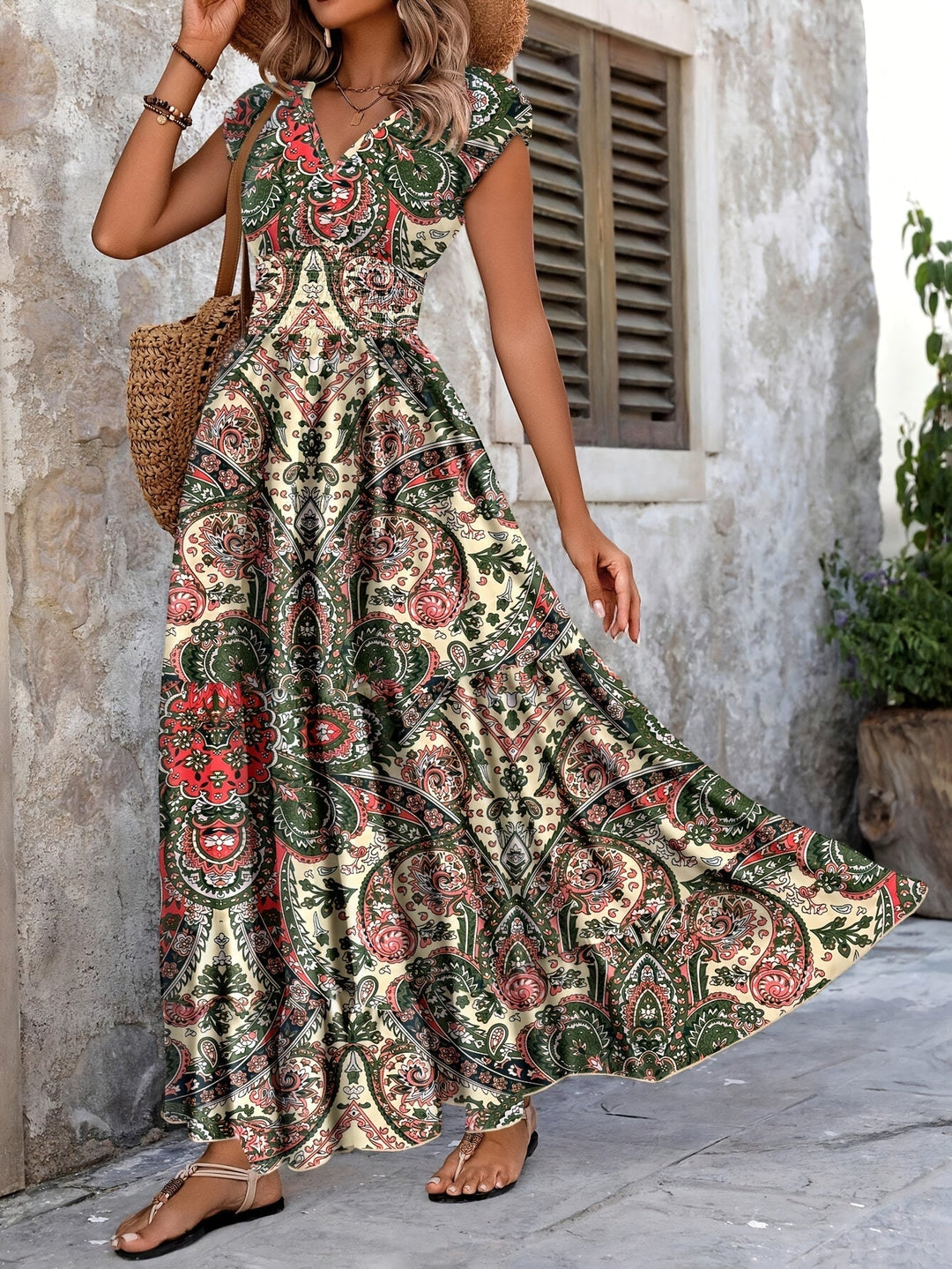 Bohemian Paisley Maxi Dress for Women