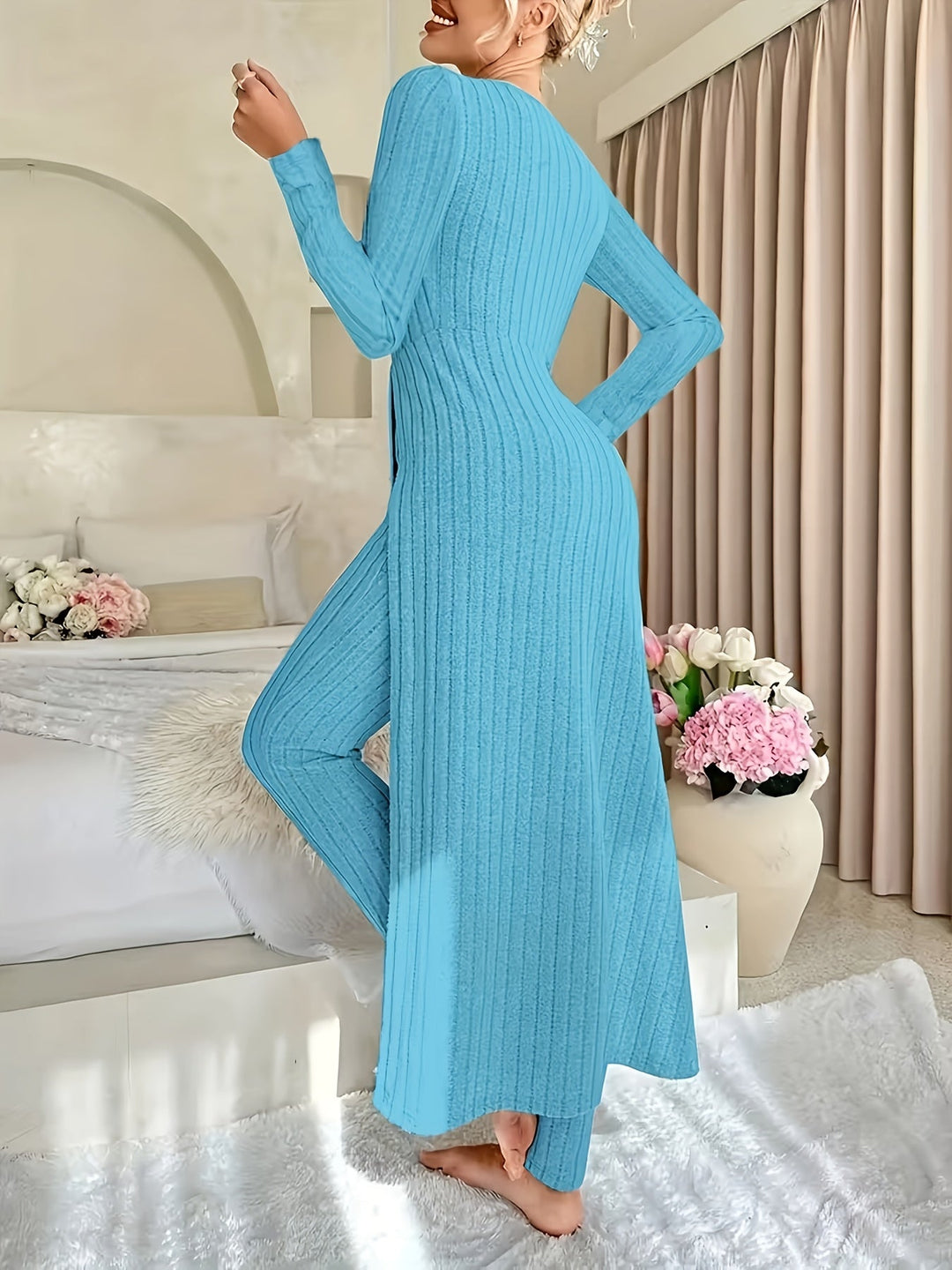 Ribbed Lounge Two-Piece Set for Women