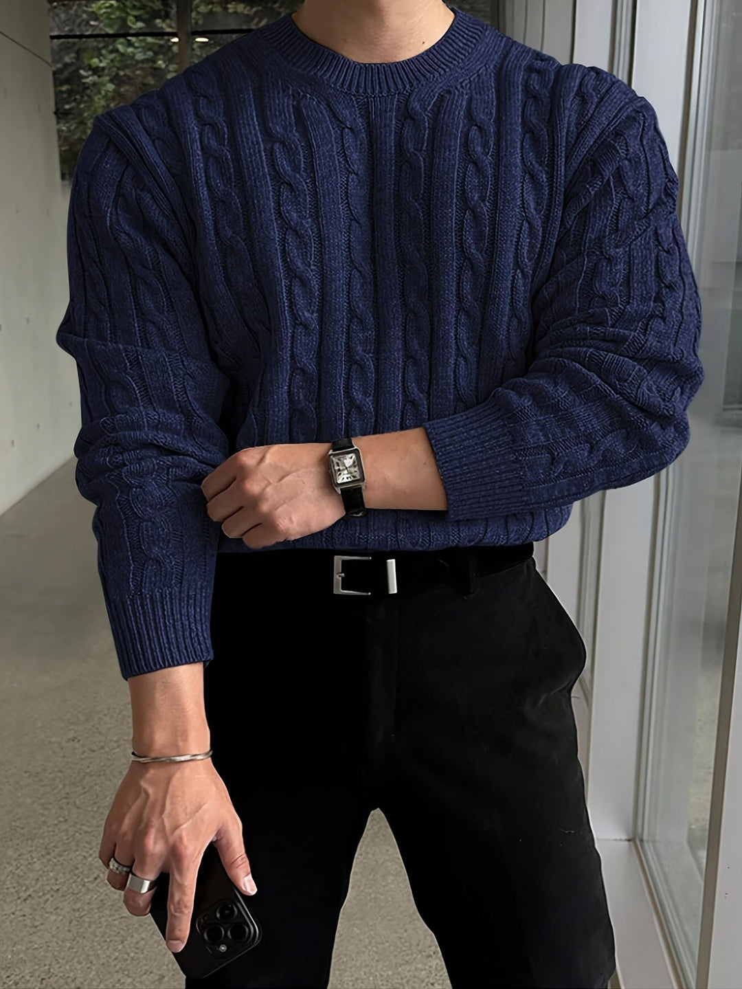Twisted Cable Pullover Sweater for Men
