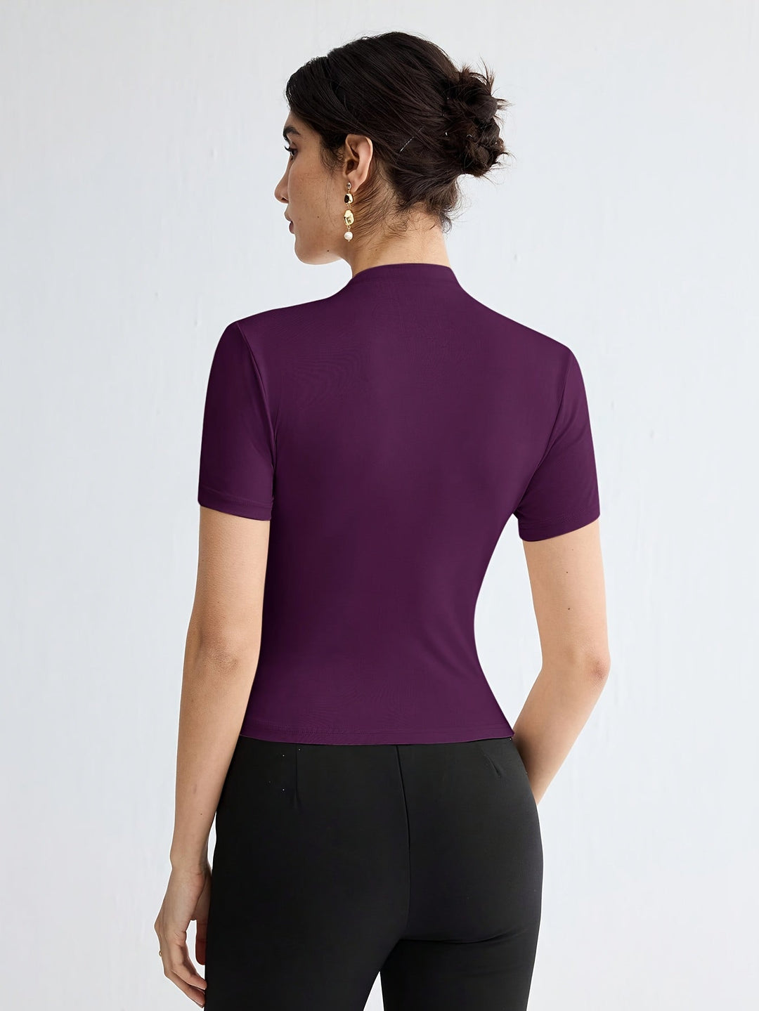 Mock Neck Short-Sleeve Top for Women