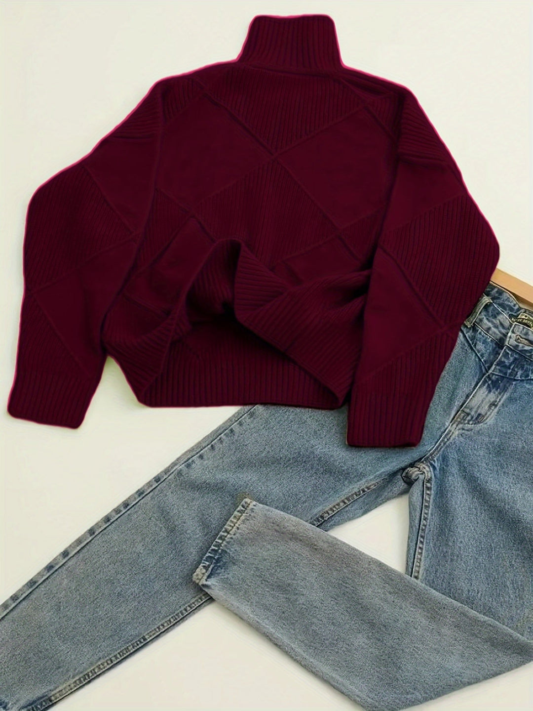 Turtleneck Sweater for Women, Textured Style