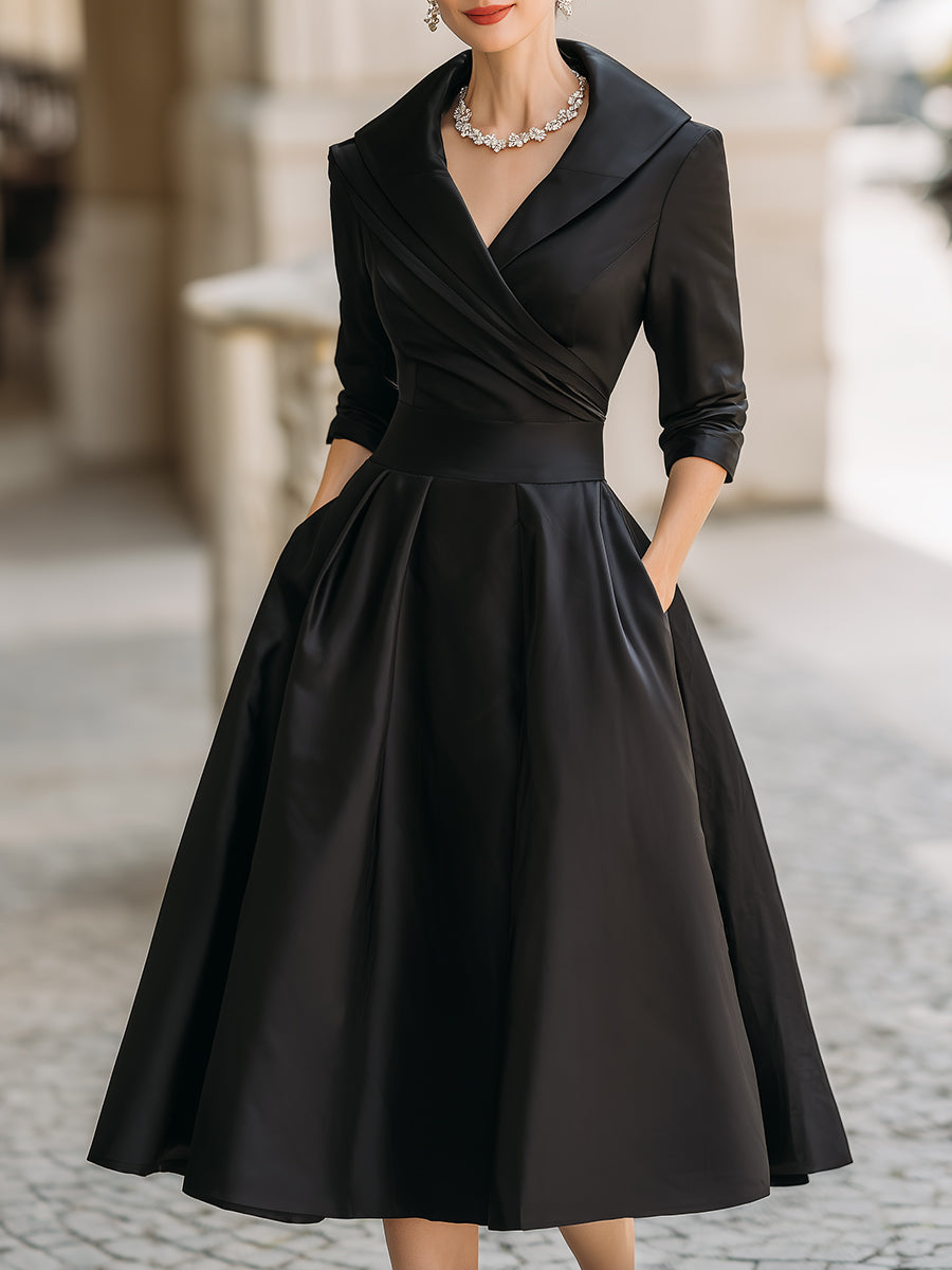 V-Neck Evening Dress, Women's Elegant Fit
