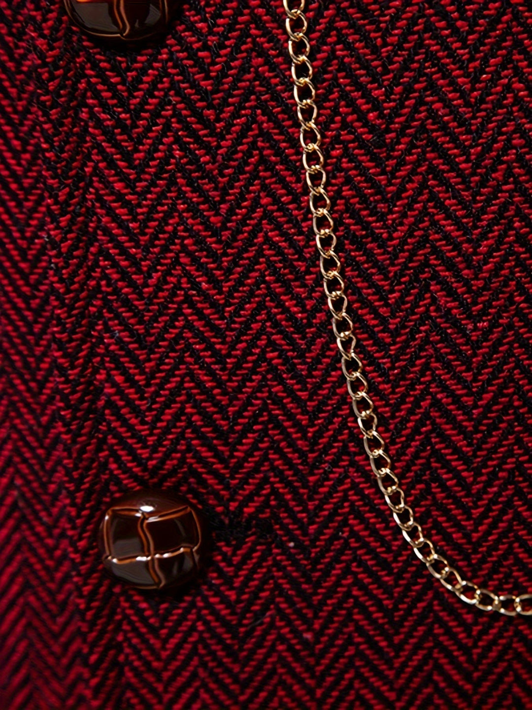 Burgundy Herringbone Single-Breasted Vest for Men